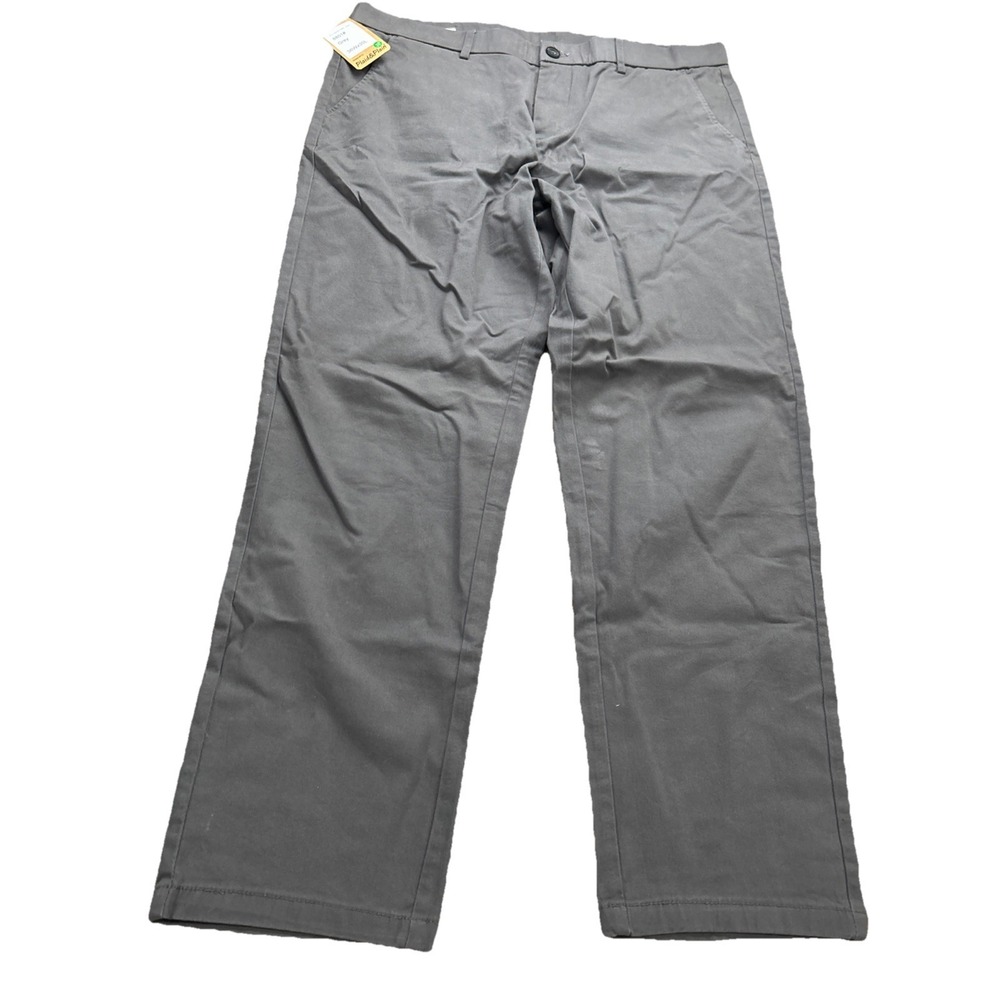 Plaid & Plain Men's Slim Fit Dress Pants Gray 36x30 – Style 8801 Business Casual